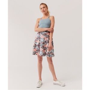 Pact Lake Blossoms/Lake Stripe Fit & Flare Strappy Dress Women’s Size L Organic